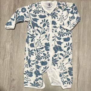 Floral Blue and White Kids One Piece